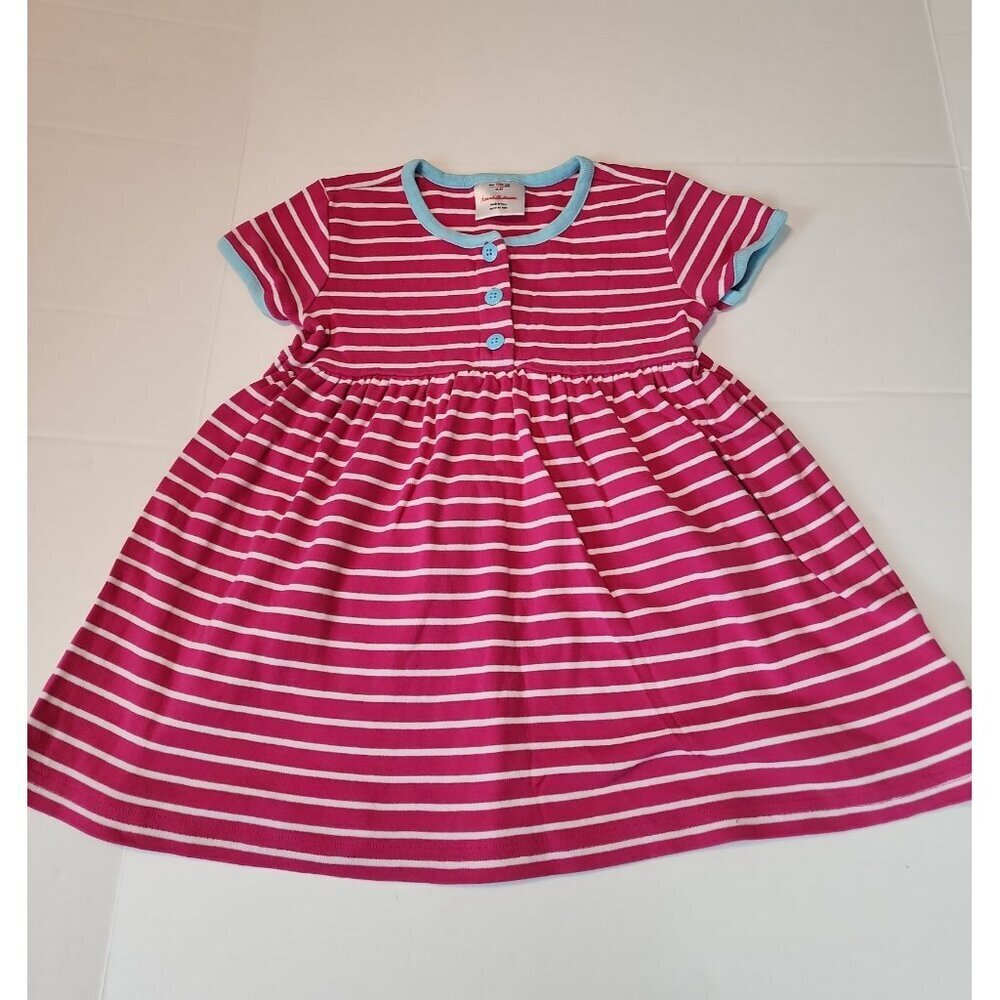 Hanna Andersson sz 100 / 4T girls pink stripes play dress school daycare cotton